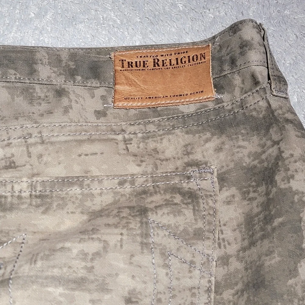 TRUE RELIGION Jeans Men's Size 42 Gray Tye Dye Camo Look Button Fly Lightweight